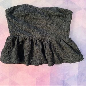 UO PINS AND NEEDLES PEPLUM BUSTIER LACE CROP TOP